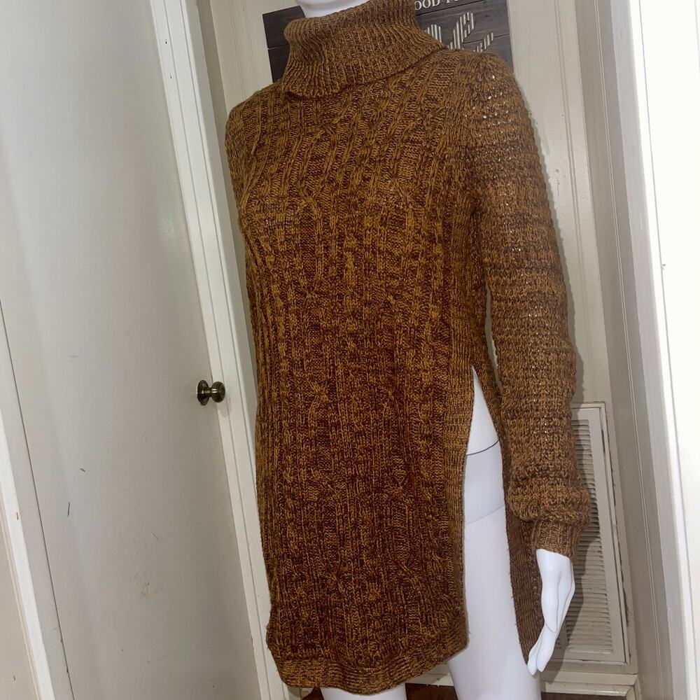 VINTAGE COZY MARBELED EARTHTONE WARM CABLENIT COWLNECK SWEATER TUNIC ✨ 🍁